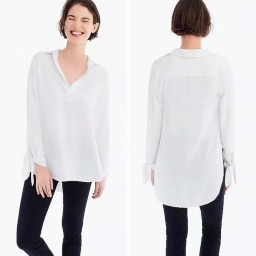 J.Crew Tie Sleeve Popover Collared Shirt